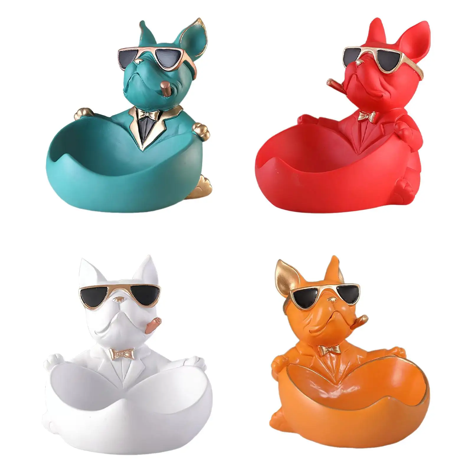 

Dog Statue with Storage Tray,Resin Dog Sculpture Resin Phone Candy Tray Dog