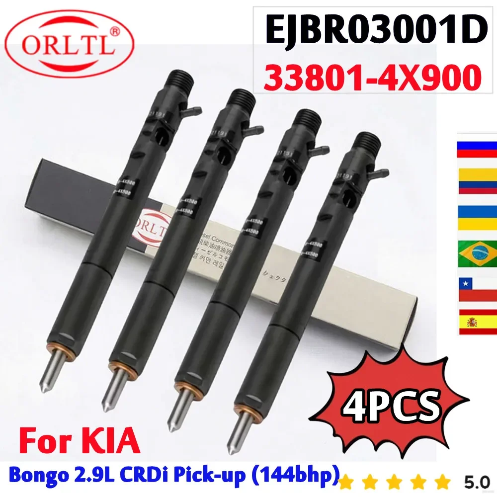 

4PCS EJBR03001D Euro 3 New Common Rail Diesel Injector 33801-4X900 EJB R03001D EJBR0 3001D for KIA Bongo 2.9L CRDi Pick-up