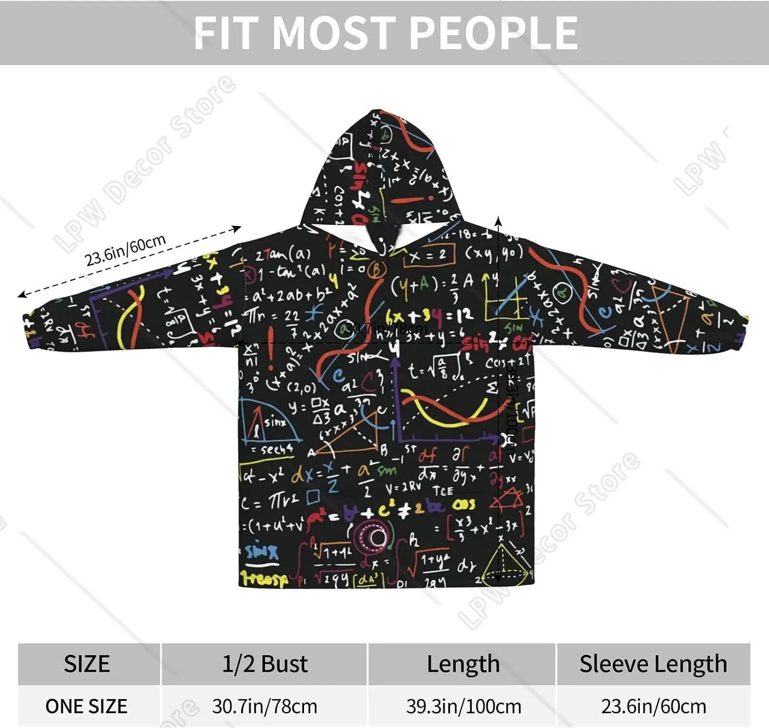 Math Formula Print Blanket Hoodies For Women & Men Adult Teen Wearable Hooded Sweatshirt With Pocket