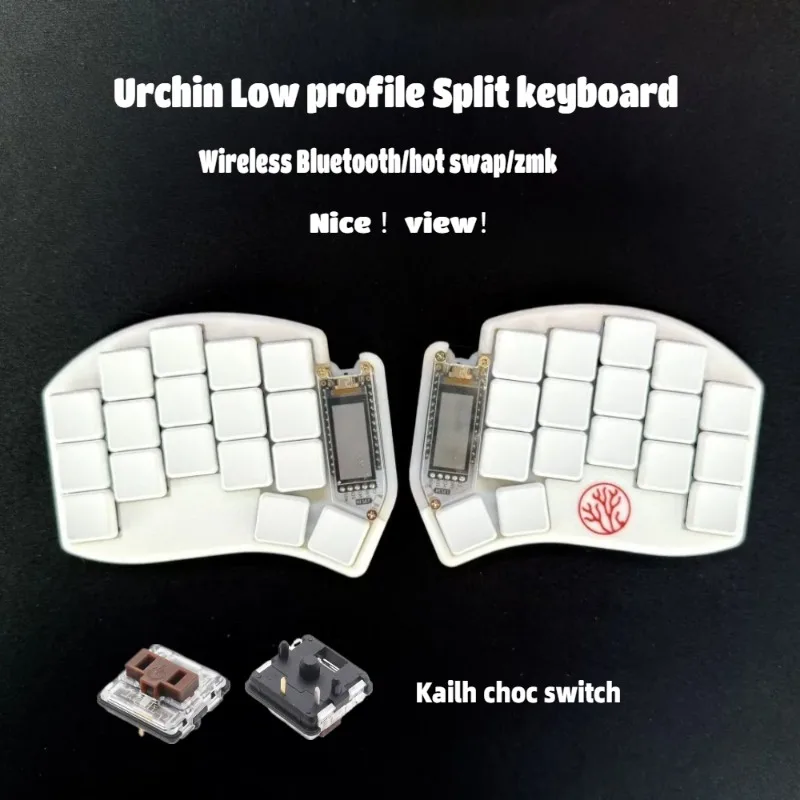 

Low Profile Urchin Split Keyboard Wireless Bluetooth Nice!View Mechanical Keyboard ZMK Hot Swap Gaming Keyboard Kit Ergonomic