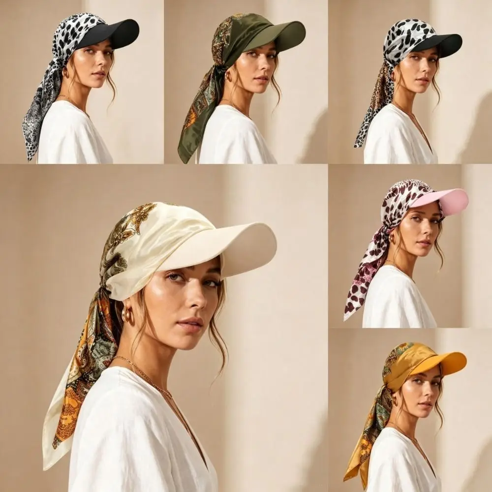 Portable Sun Visor Brim Satin Head Scarf Breathable Stylish Sun Visor Scarf Elegant Bandana Cap Outdoor