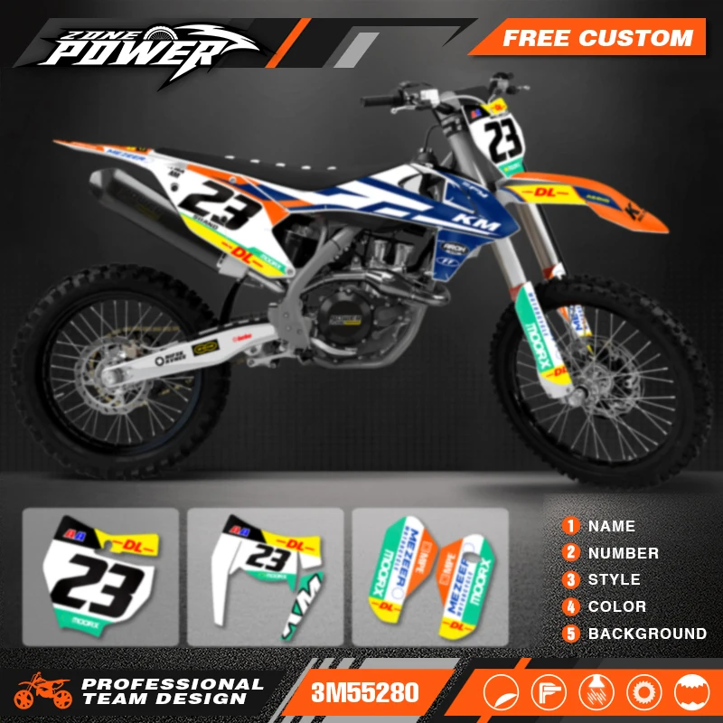 Powerzone Custom Team Stickers Kit Voor Ktm 125 200 250 300 350 450 500 Exc Xcw 2017 2018 2019 Sx Sxf 2016 2017 2018