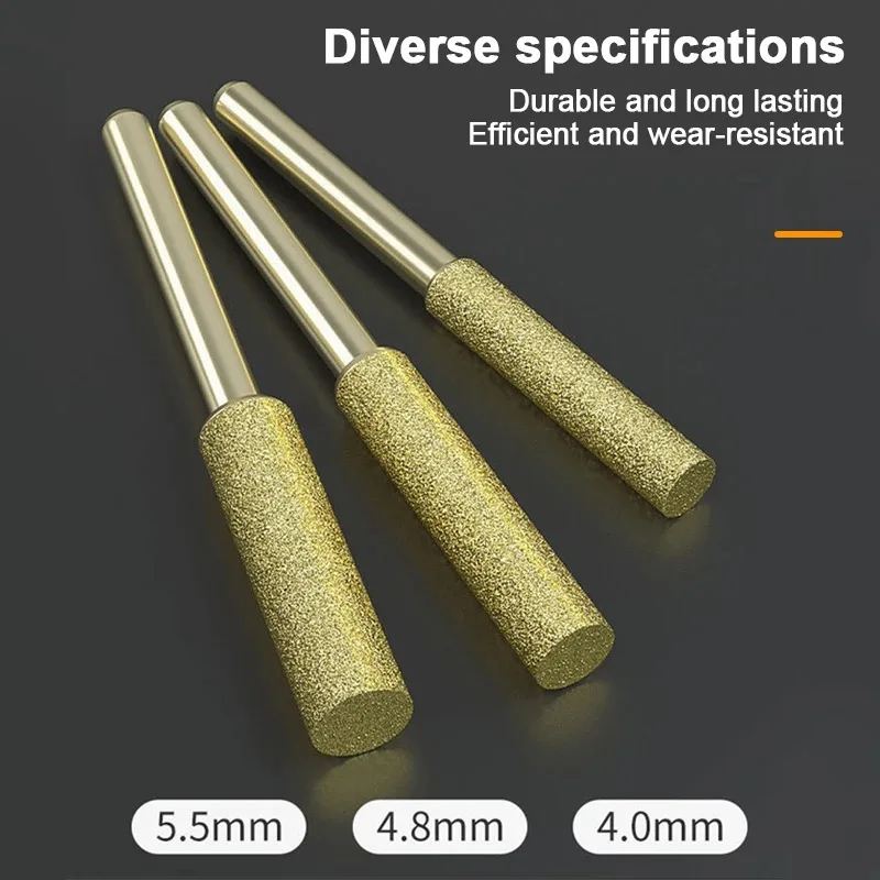 

Gold Diamond Coated Cylindrical Burr 4-5.5mm Chainsaw Sharpener Stone File Chain Saw Sharpening Carving Grinding Power Tools Kit