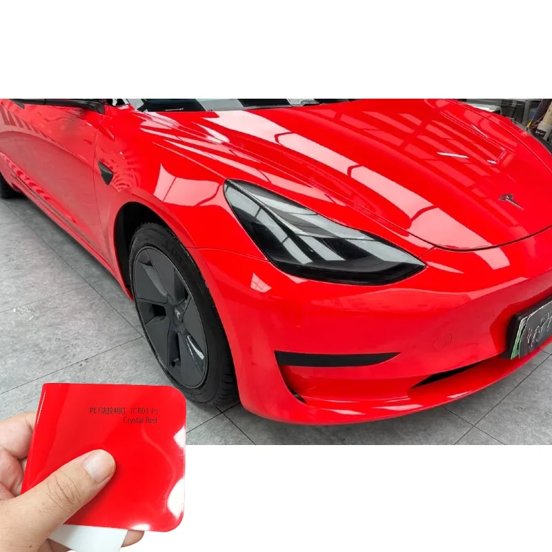 Film d'emballage de voiture rouge cristal PPF, 3M, haute brillance, libération d'air, PET, non couches, couleur thermique Stable, résistance aux puces, Finis miroir