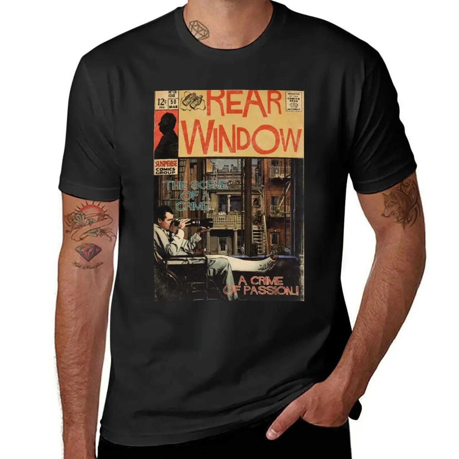 Rear Window - Alfred Hitchcock Comic Book Fan Art T-Shirt sweat customs design your own tops mens vintage t shirts