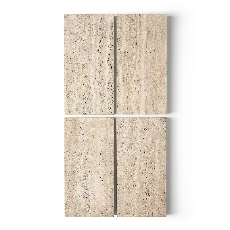 طاولة قهوة من الرخام الترافرتين الاسكندنافي Wabi-Sabi بحجم قابل للتخصيص طاولة زاوية مستديرة لأثاث المنزل في غرفة المعيشة