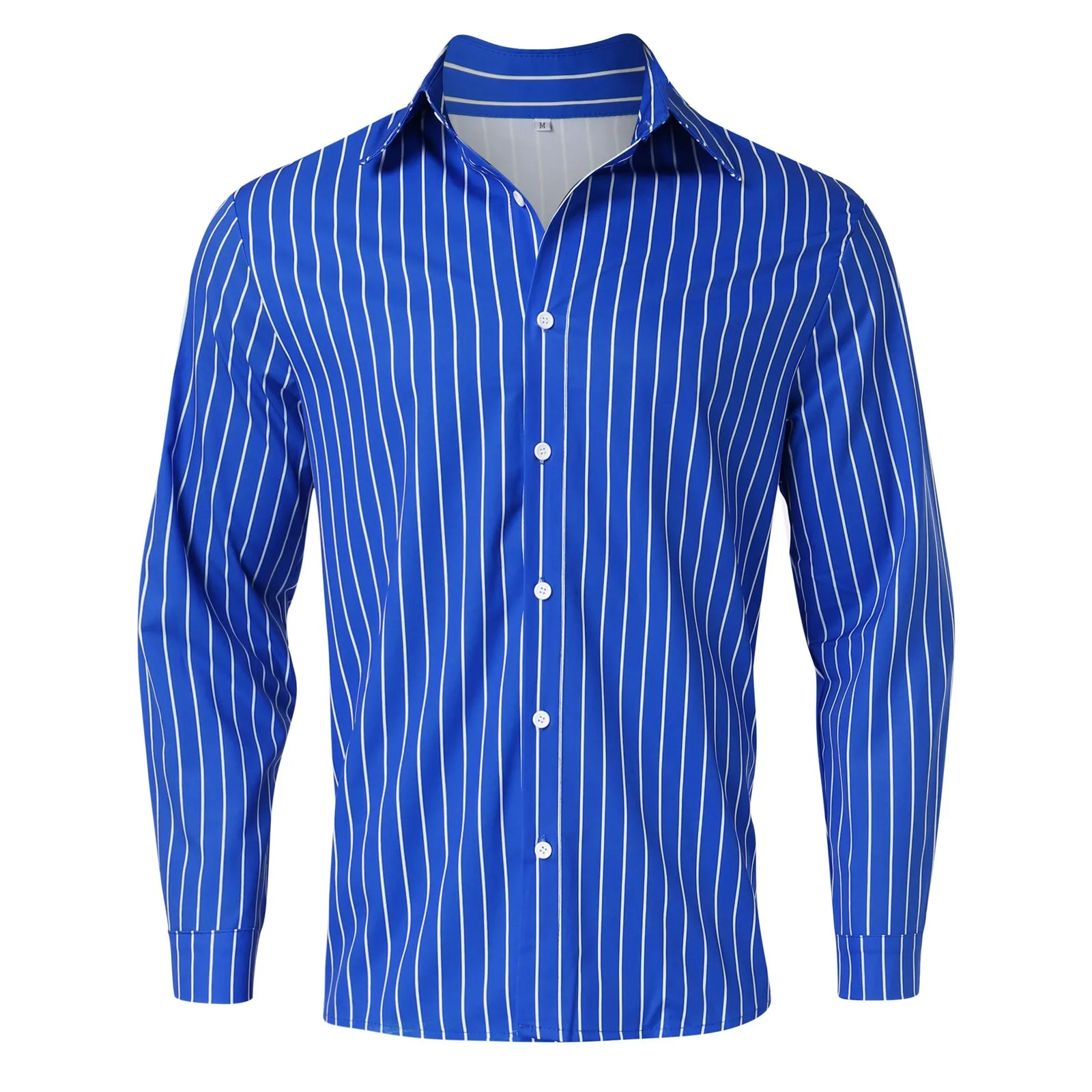 Men\'S Striped Shirts Long Sleeve Shirt For Man Streetwear Style Pink Shirt Social Dress Male Outfits Club Party Button Shirt Top