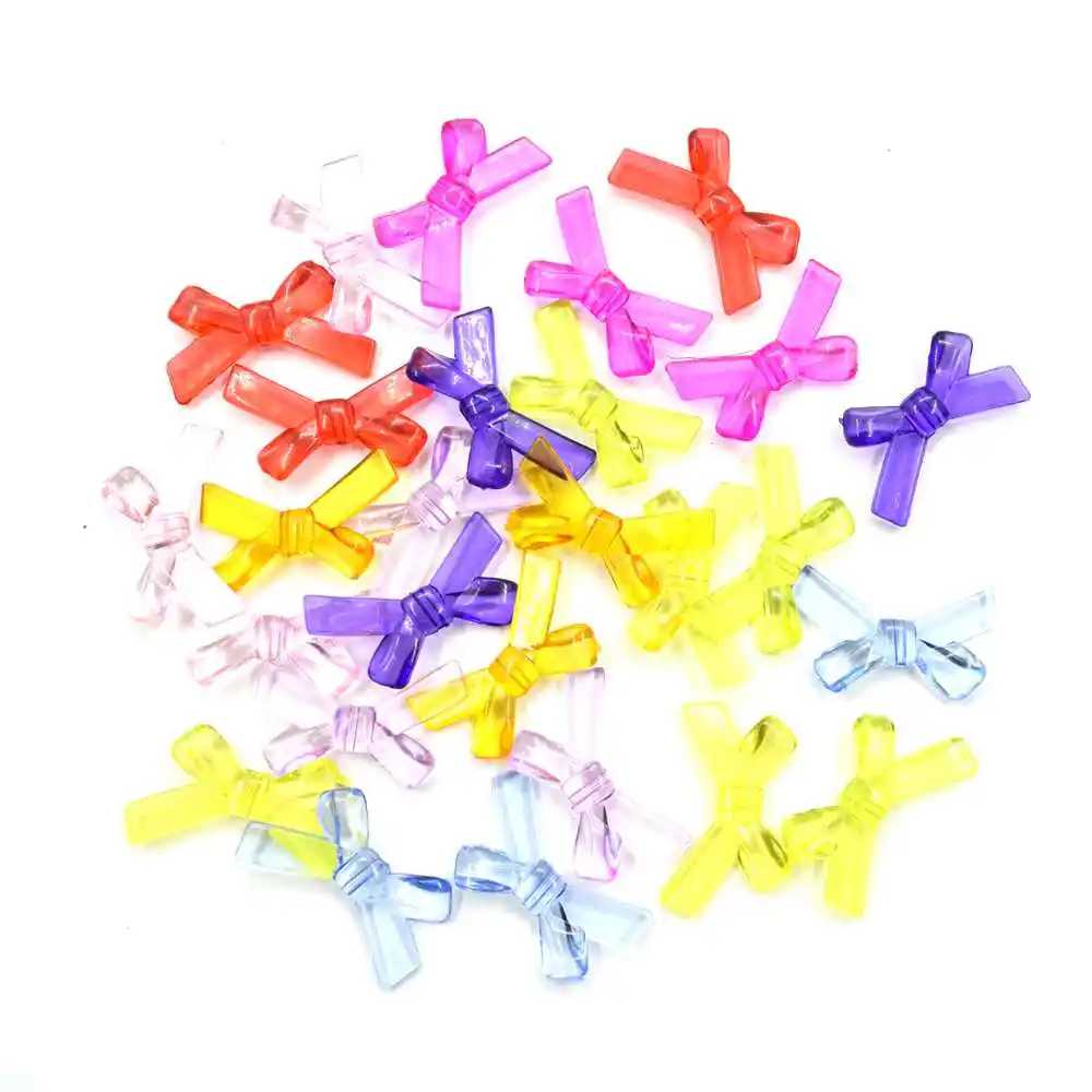 10/50pcs Multicolor Acrylic Bow Bead Loose Beads Decoration DIY Jewelry Headwear Necklace Making for Women