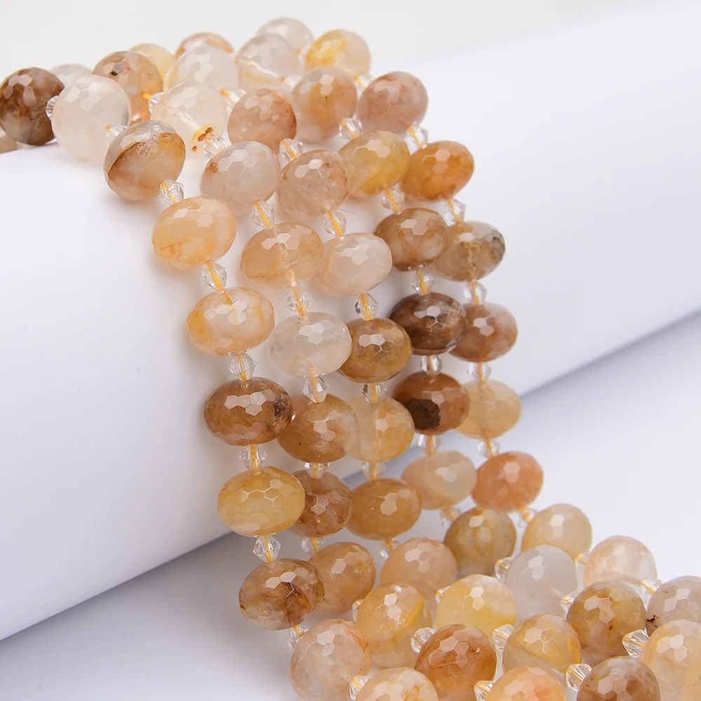 

APDGG Natural Golden Brazilian Rock Quartz Faceted Abacus Nugget Loose Beads 15.5'' Strand Jewelry Making DIY