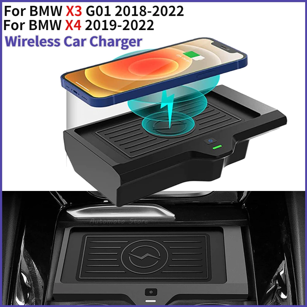 Wireless Car Charger for BMW X3 G01 2018-2022 BMW X4 2019 2020 2021 2022 Accessories 10W Wireless Phone Charging Pad Mat