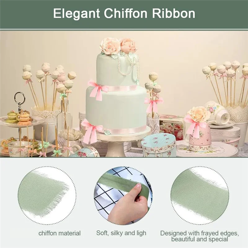 4 Rolls 4Cm X 4.5M Satin Ribbon Wide Ribbon Chiffon Ribbon For Wedding Crafts Gift Decorating-B09B