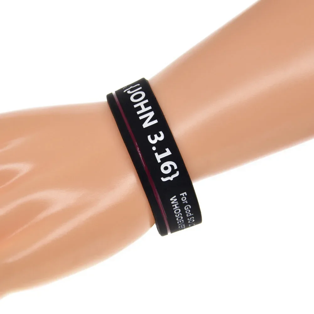 25 Stück 3/4 Zoll breites Armband Heilige Bibel Johannes 3:16 Silikon-Gummi-Armband für Religion und Glauben ﻿ – Detail 8