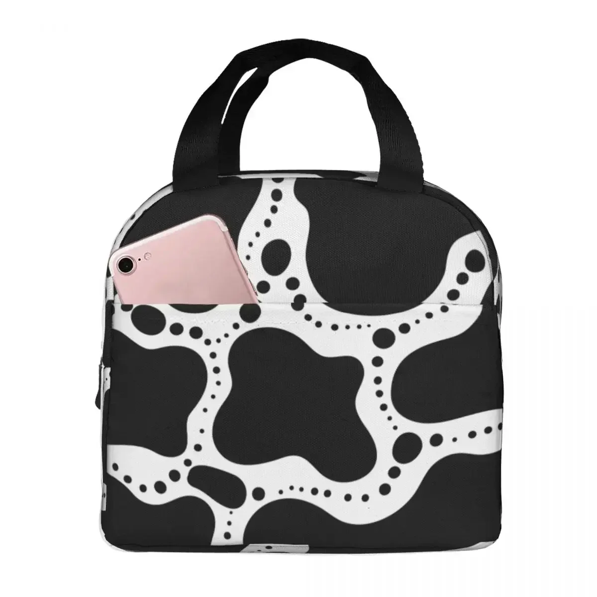 أطفال البقرة نمط معزول حقيبة للحفاظ على البرودة المحمولة نزهة لطيفة قماش الغداء مربع بينتو الحقيبة الجيدة