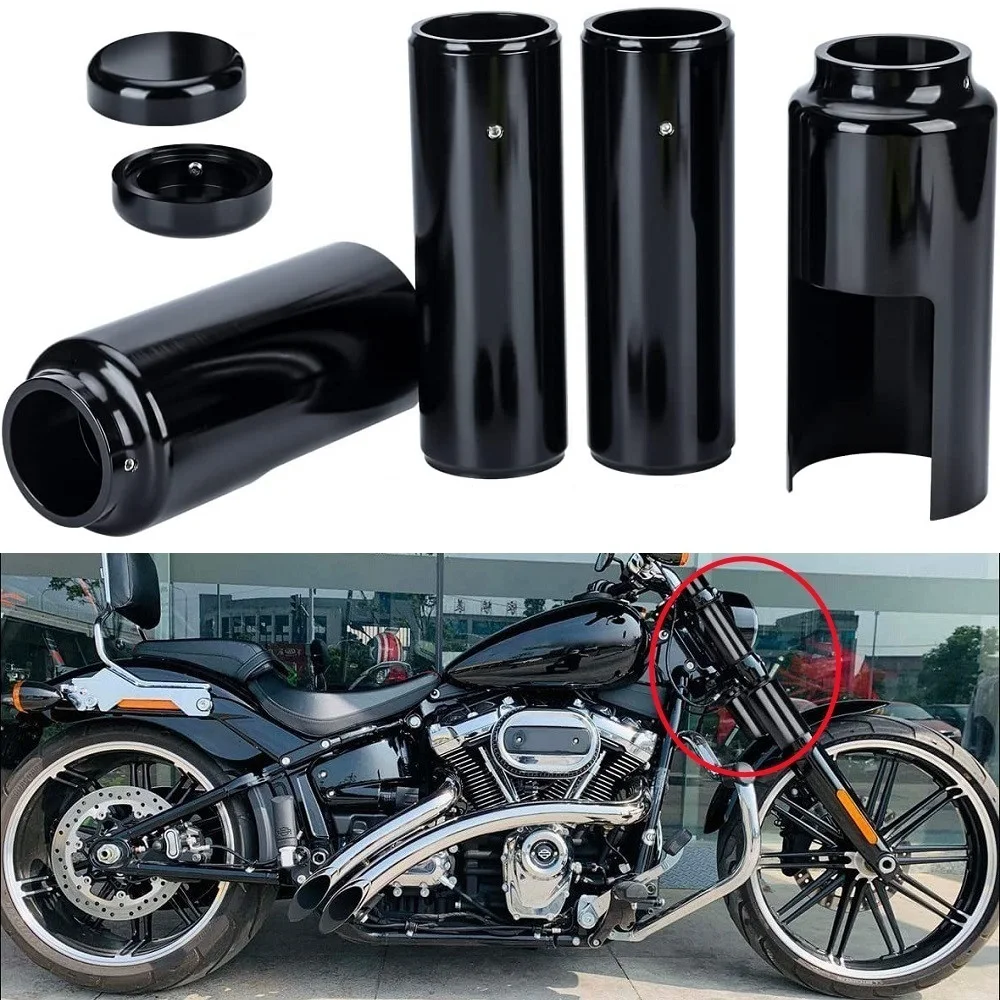 

Motorcycle Front Upper Fork Tube Cap Cover Lower Gaiters Boots Shock Damping Guard For Harley Softail Breakout FXBR FXBRS 13-17