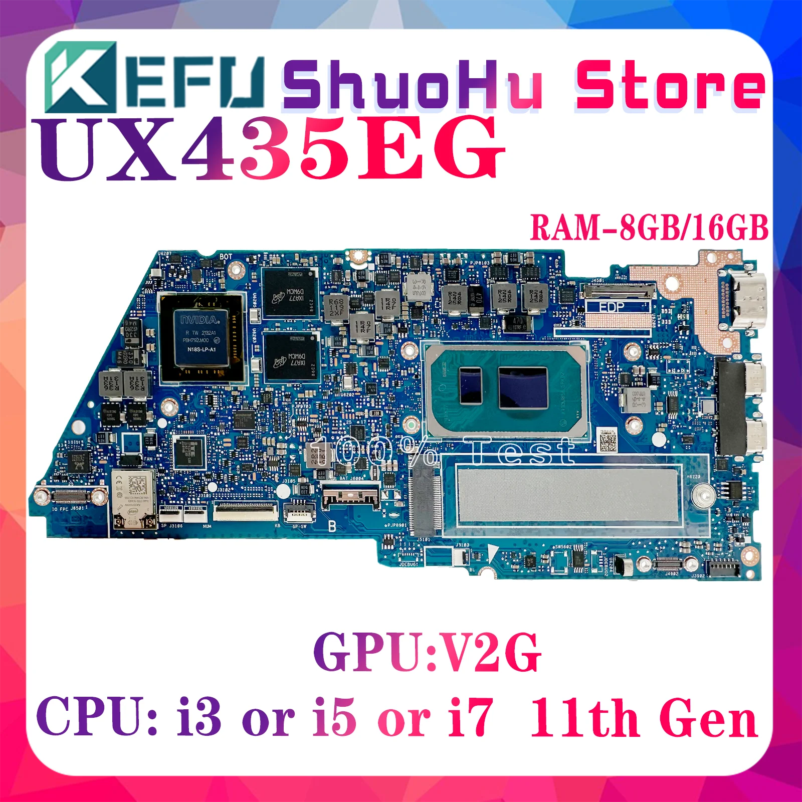 KEFU UX435EA Mainboard For ASUS BX435E RX435E UX435E UX435EAL UX435EG UX435EGL Laptop Motherboard RAM-8GB/16GB I5 I7 11th Gen