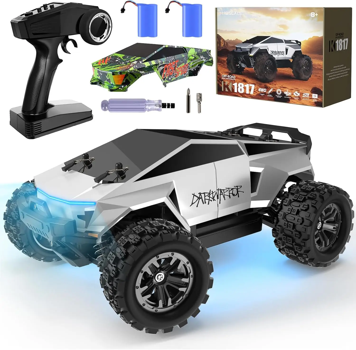 

Fast 1:18 Scale RC Monster Truck, 40 KPH High Speed 4WD Electric Vehicle with Remote Control for Kids and Adults
