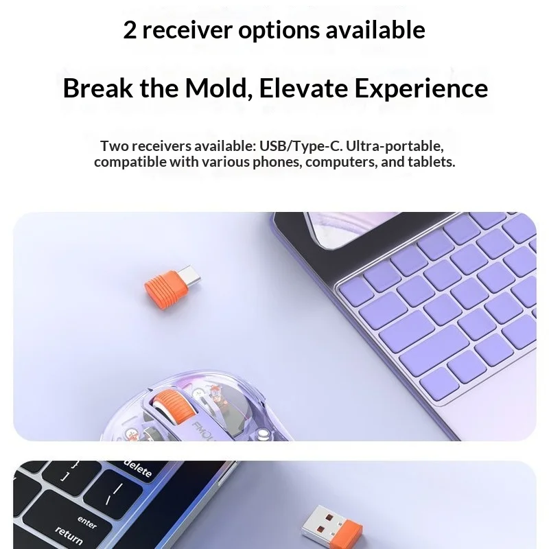 Bestseller Fmouse M333 Wireless Bluetooth Mouse Transparent Tri Mode Silent Rgbrechargeable Universal For Desktop Laptopcomputer