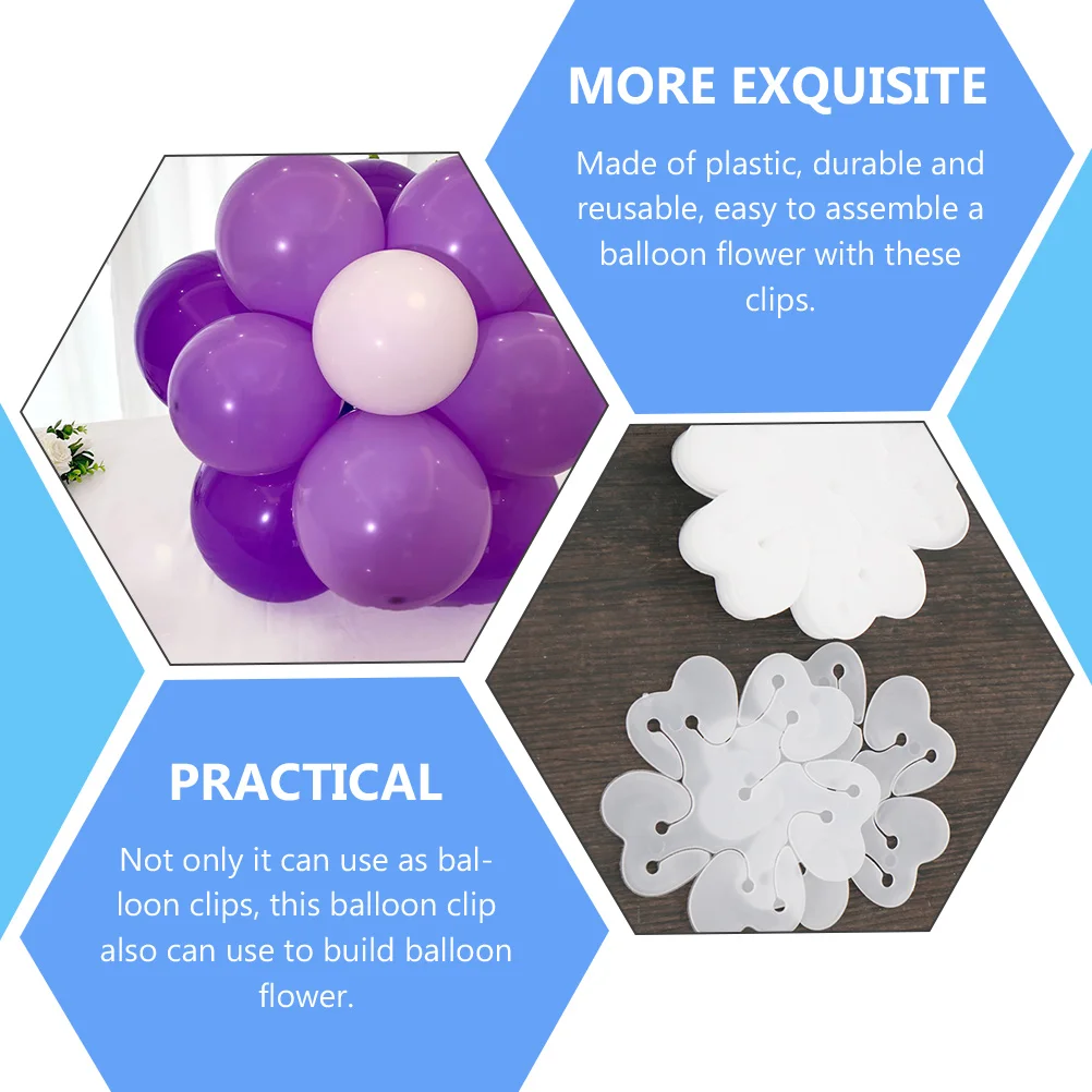 

50 Pcs Double-layer Balloon Clip Arch Flower Clips Balloons Holders for Table Wedding Decor Metal Plastic