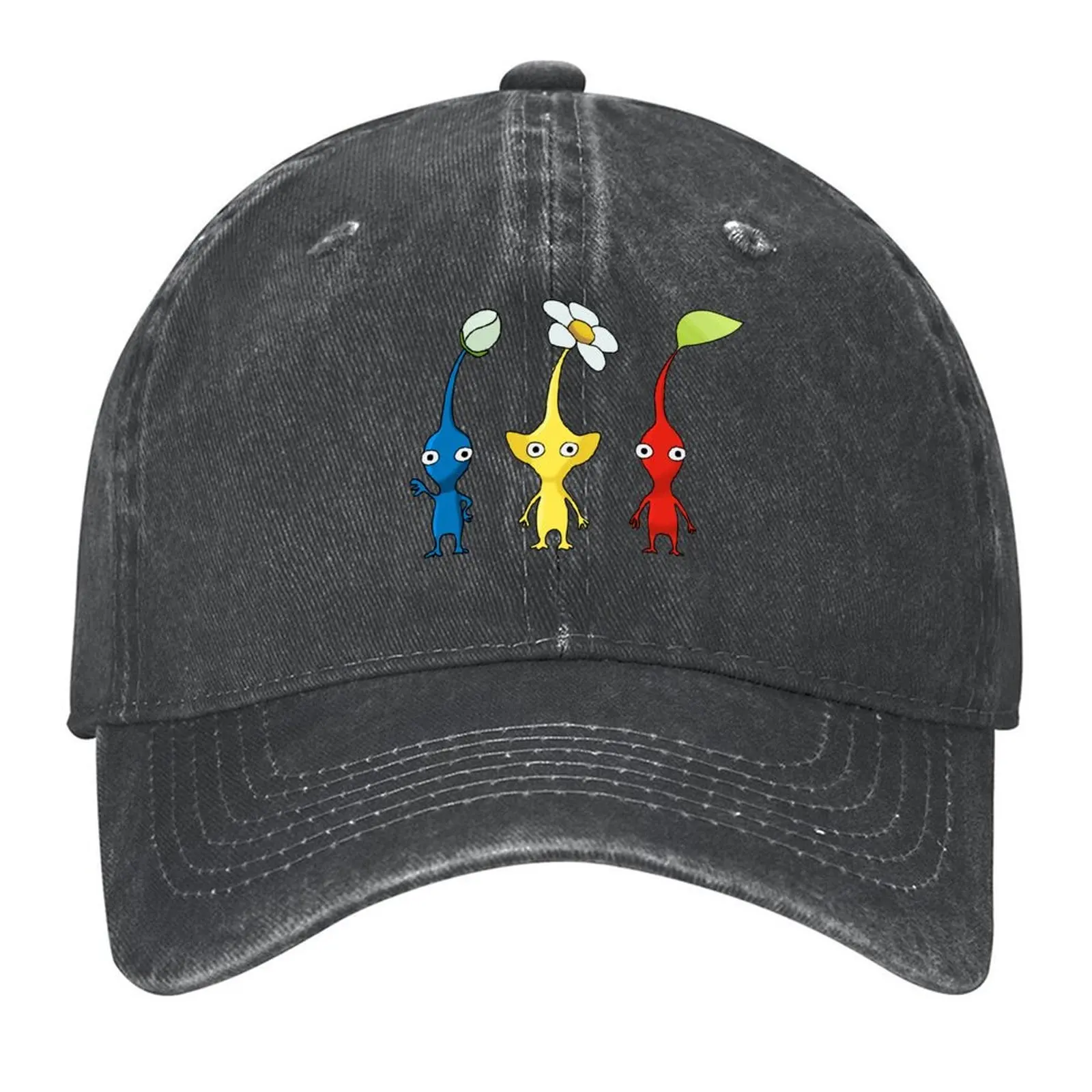

Blue, Yellow and Red Pikmin Sticker Set Baseball Cap Mountaineering Luxury Hat custom Hat Golf Hat Man Hats Woman Men's