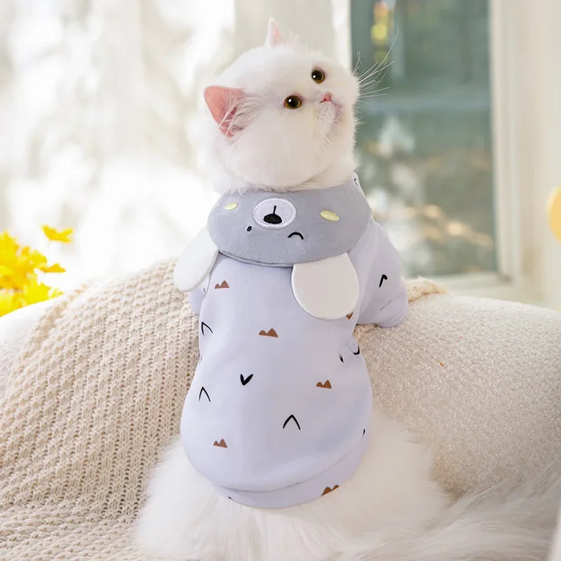 Cute pet sweater hairless cat blue cat hair-proof pufferhead small dog two-legged cat clothing wholesale clothing