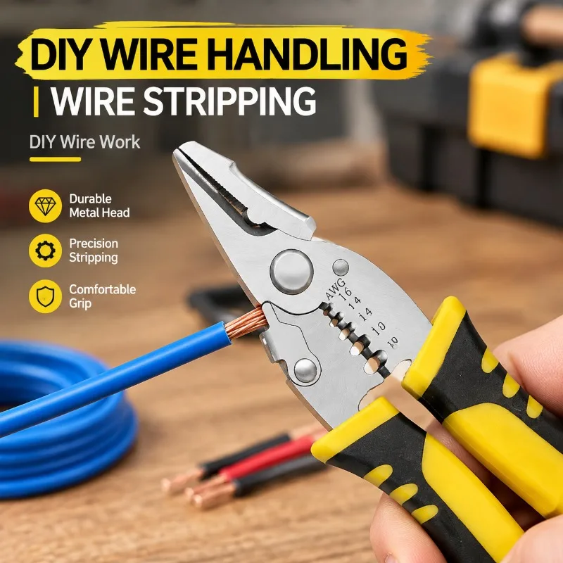 Wire Cutter Crimper Pliers Stripper Hand Tool Electrician Scissors Stripping Pliers Cutter Multifunctional Pliers Labor-saving