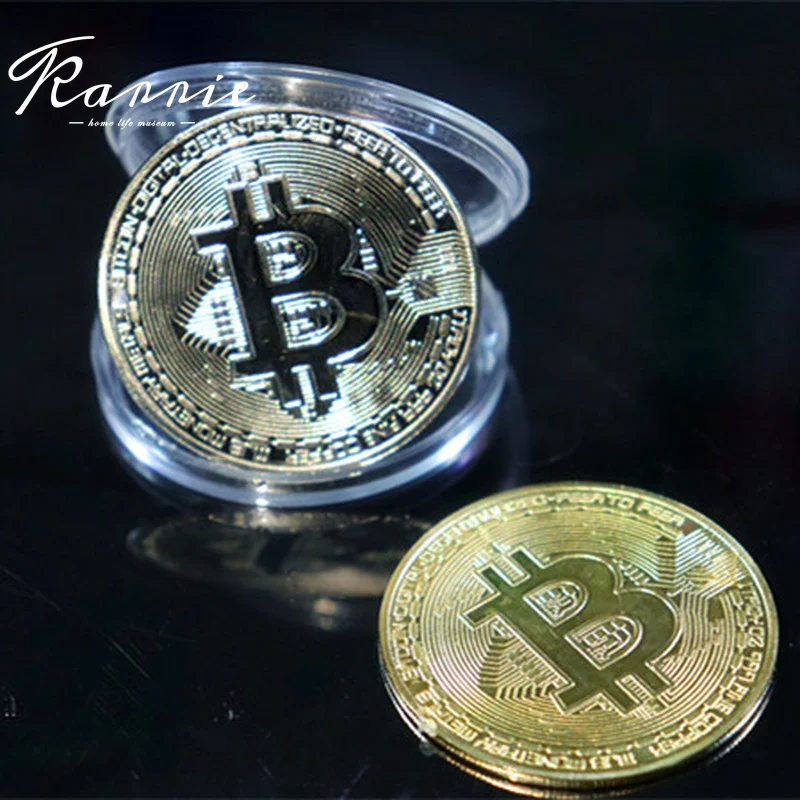 Gold Plated Physical Bitcoins Bit Coin BTC With Case Gift Physical Metal Antique Imitation BTC Coin Art Collection