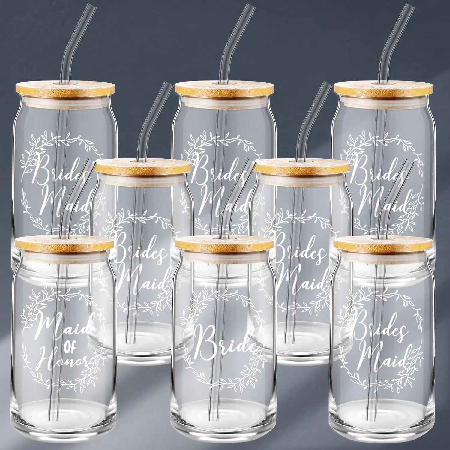 8 Pcs Bridesmaid Proposal Gifts 16 oz Glass Cups Maid of  Gift Mother of the Bride, Mother of the Groom, Matron of  Bridal Showe