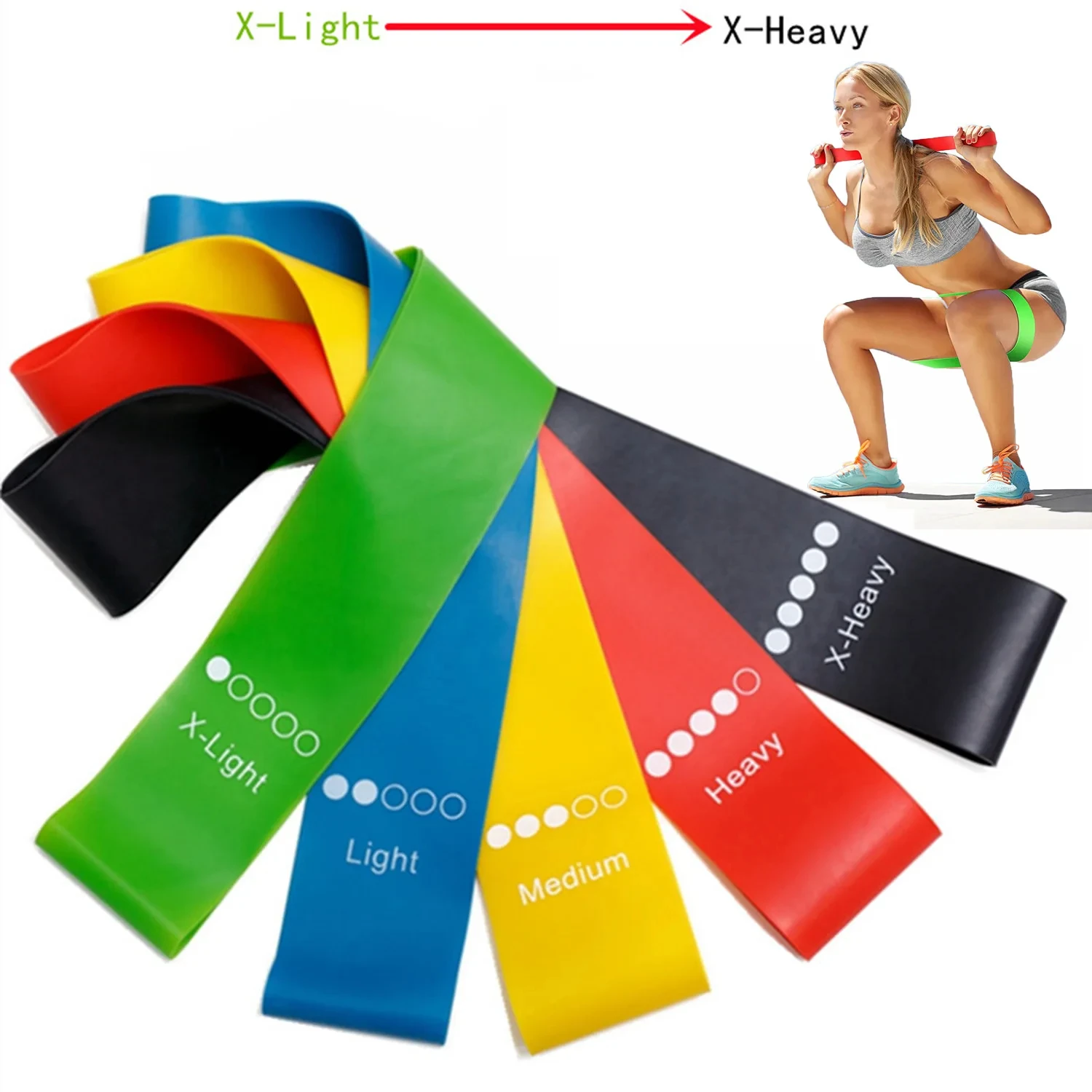 5PCS TPE Resistance Band Squat Buttocks Slim Legs Shaping Perfect Body Shaping Yoga Tension Band Tension Band Bounce Ring