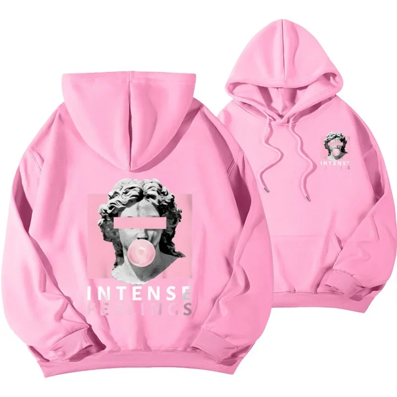 Sculpture Intense Feelings Printing Women Hoodies Casual Sports Tide Hoody Fleece Warm Comfortable Hooded Fashion Street Clothes
