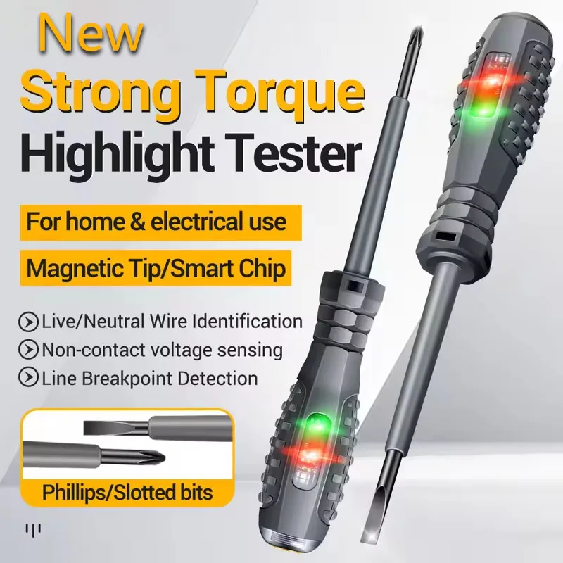 Multifunctional Electrician Test Screwdriver AC Non-contact Induction Test Pen Voltage Tester 70-600V Red Green Induction Lights
