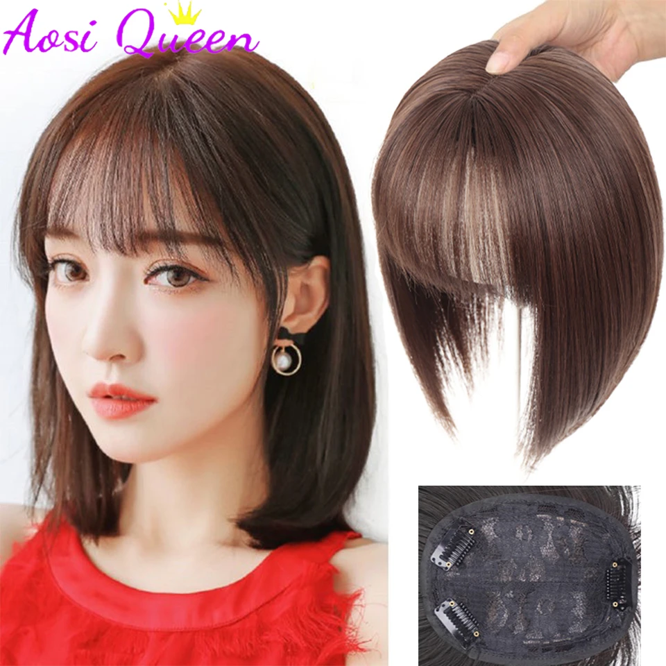 

AOSI Synthetic 3D Bangs Invisible Seamless Long Straight Hair Air Bangs On Top Of Head Naturally Invisible Increase Hair Volume