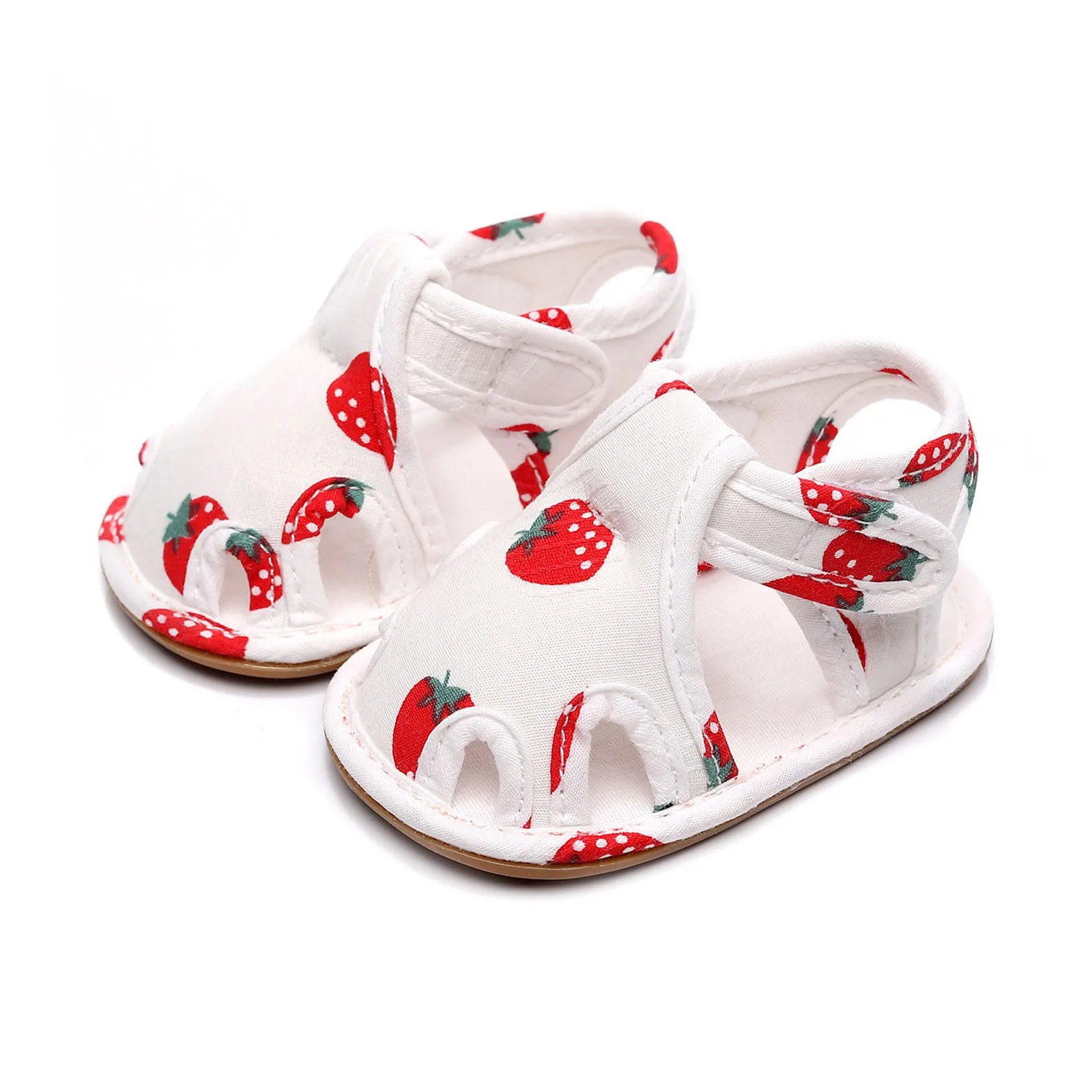 Summer New Cartoon Print Baby Sandals Toddler Shoes Soft Floor Shoes Fruit Strawberry Print Sandals Comfy Cute Walking Shoes