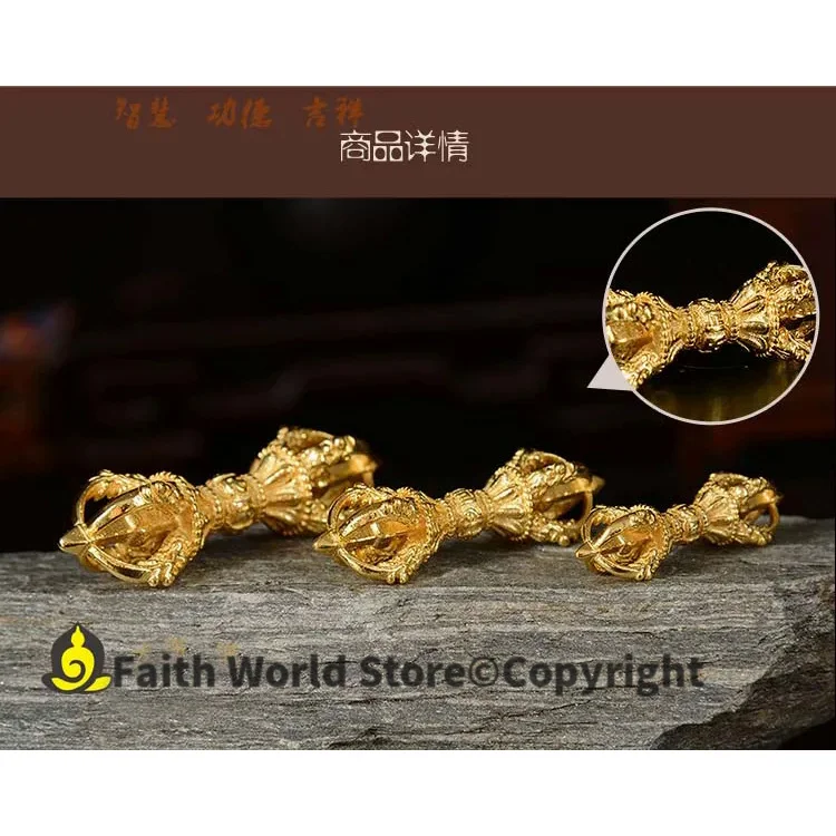 TOP Pocket mascot Buddhism Tibetan efficacious Mascot gilding copper Secret weapon bless Safety Vajra Jin Gangchu Amulet Pendant