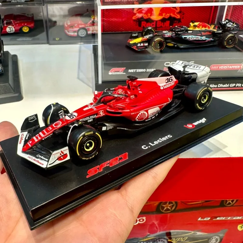 Bburago 1/43 Ferrari Sf-23 Las Vegas Livery Dustcover 16# Leclerc Formula 1 Car Model Collection Alloy Car Acrylic Box Toy Gifts