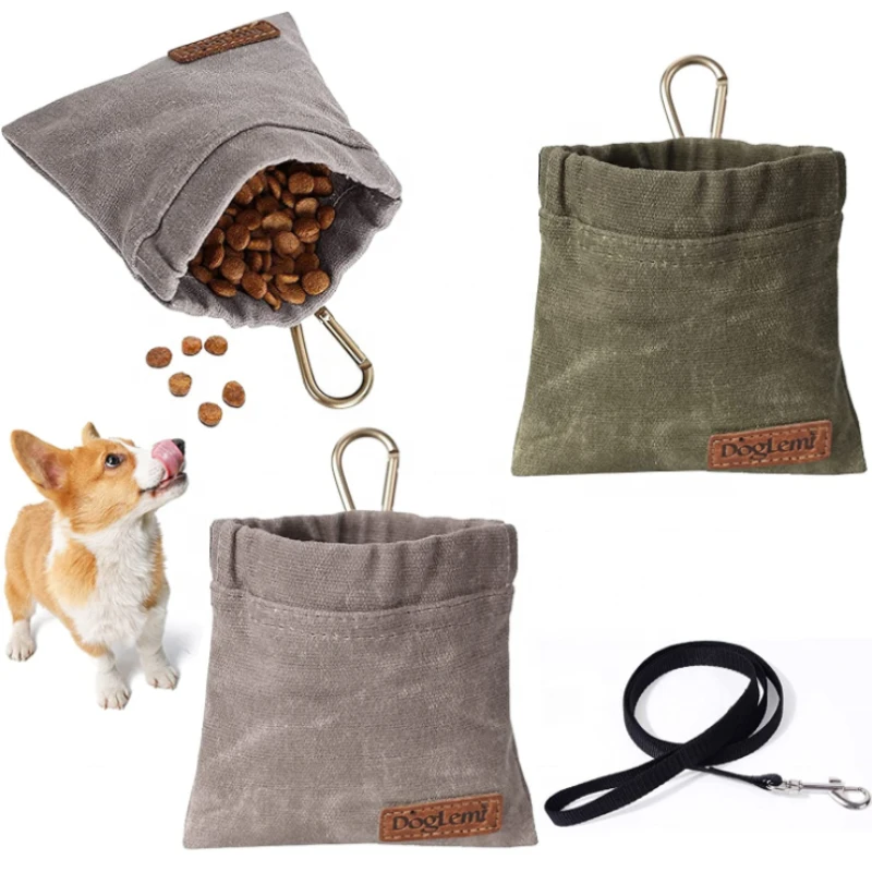 

Travel Puppy Dog Training Holder Waterproof Canvas Dog Treat Bag Custom Pet Training Pouch Hands-Free Snack Bag for Pets