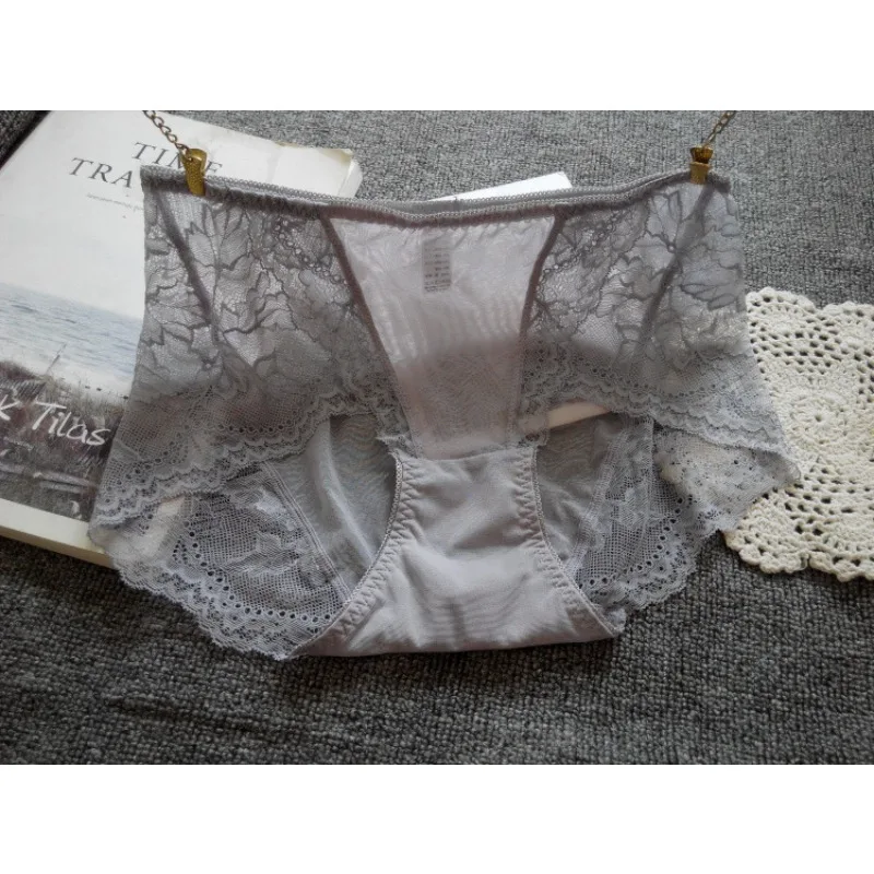 Japanese Lace Panties Flat Angle Large Size Fat Mm Sexy Package Hip New Smooth and Soft  Seamless Crotch Pure Cotton Underwear