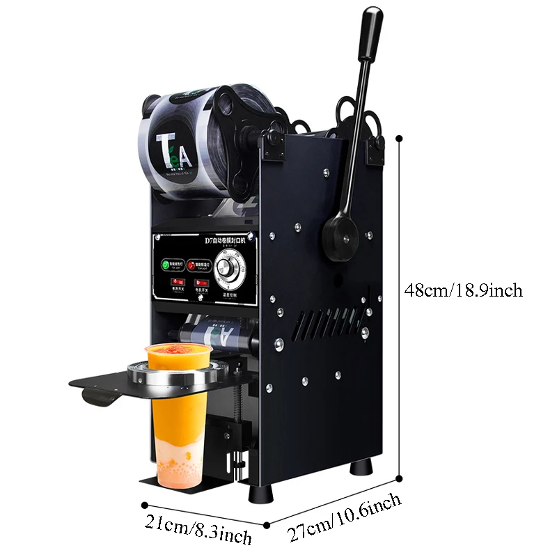Automatische Tassendichtungsmaschine Bubble Tea Maschine Tassendichtungsmaschine für Kaffee/Milchtee/Sojamilchbecher 9,5/9 cm Boba-Tee-Maschine