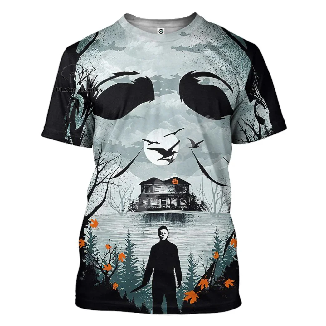 Halloween Horror Terror Movie Michael Myers Cosplay Vintage 3DPrint Summer Harajuku Casual Retro Tee T-Shirts Short Sleeves N4