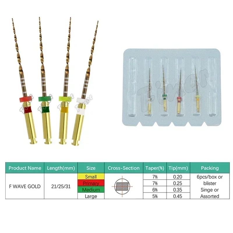 Dental Rotary Wave Gold Endo One Files Endodontic Reciprocating Niti Endo Files for Root Canal Preparation Endodontic Treatment