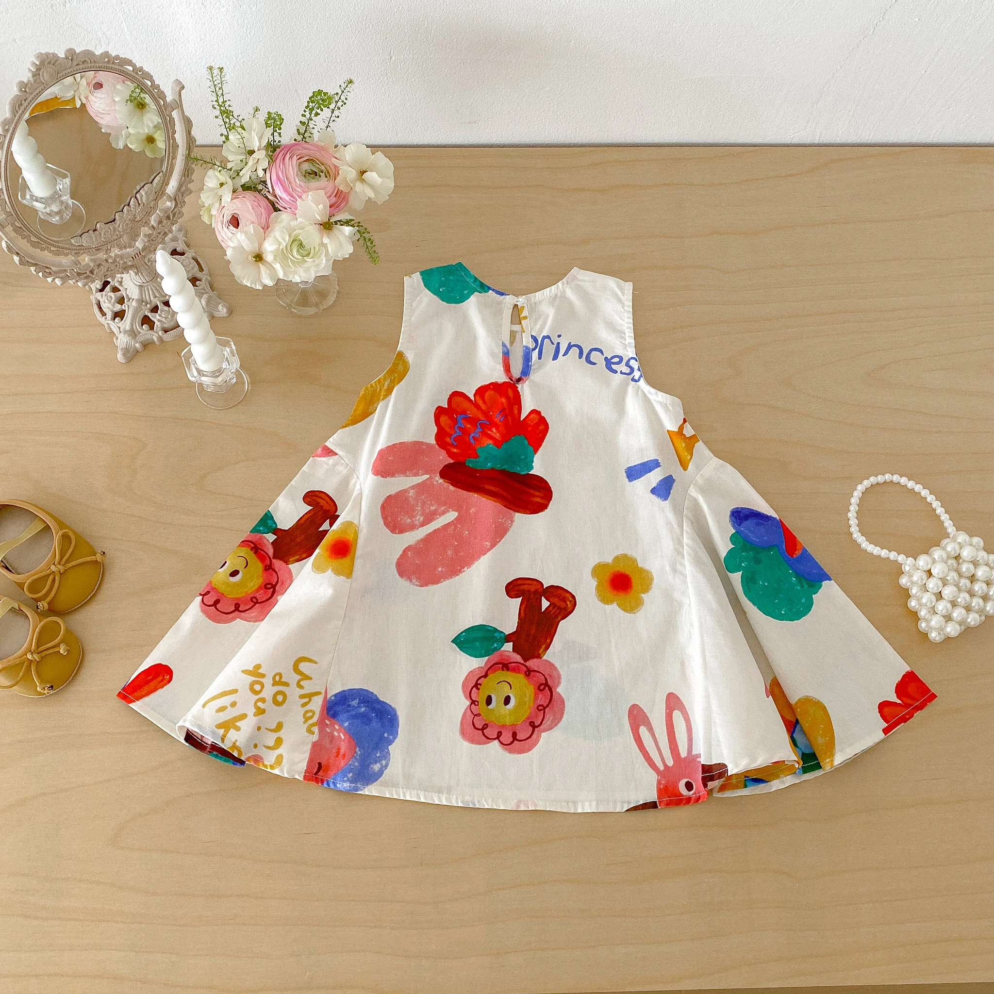 Children's Dress - Summer Lightweight Style - Girls' Cartoon Graffiti Skirt - Baby Vest Skirt-Sleeveless Skirt