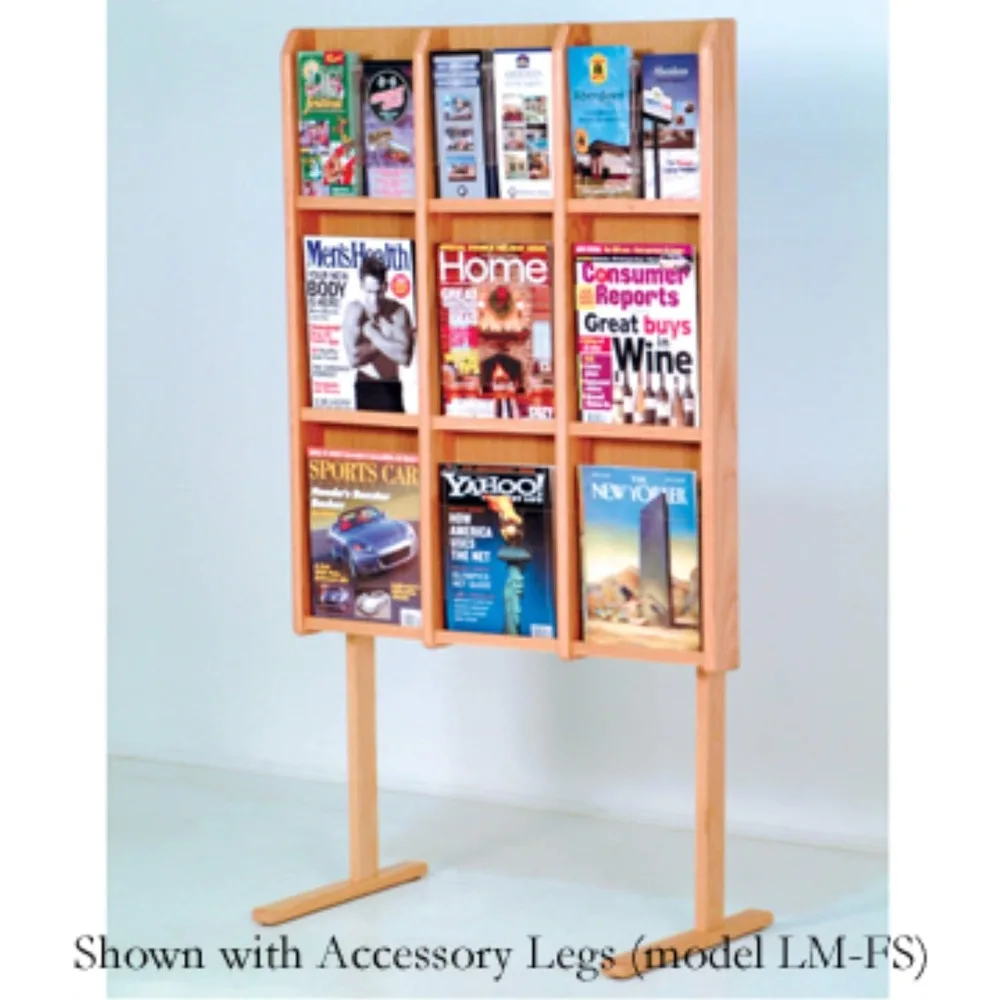 9 Magazine/18 Brochure Wall Display Magazine Rack, Light Oak