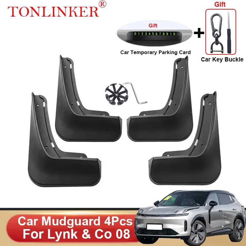 TONLINKER Car Mudguard For Lynk & Co 08 SUV 2023 2024-Present Mudguards Splash Guards Front Rear Fender Mudflaps Accessories ﻿