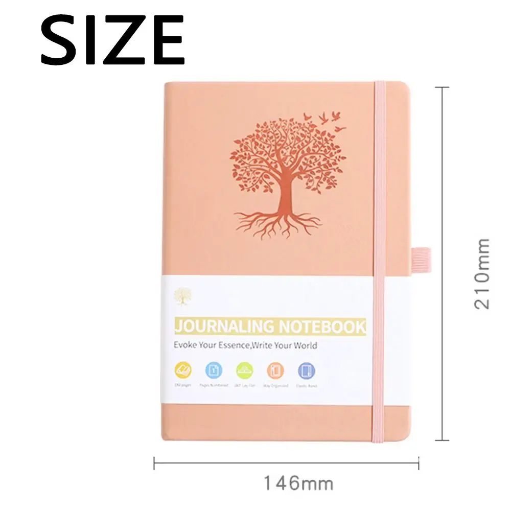Simple Journal Notebook PU Leather Solid Color Office Record Book Thickened with Elastic Strap Business Notebook