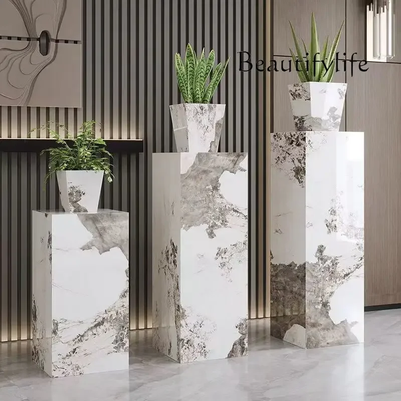 Rock slab sculpture base setting table cabinet floor-to-ceilingmarble flower stand ornament heightening display rack