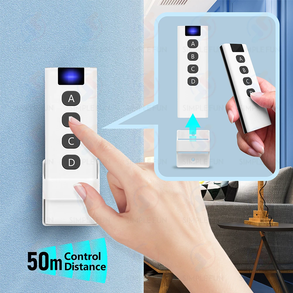 Mini interruttore della luce del telecomando Wireless 433MHz, trasmettitore 1/2/3/4 Gang 50m, modulo relè RF 110V 220V 10A, per ventola a LED ON OFF