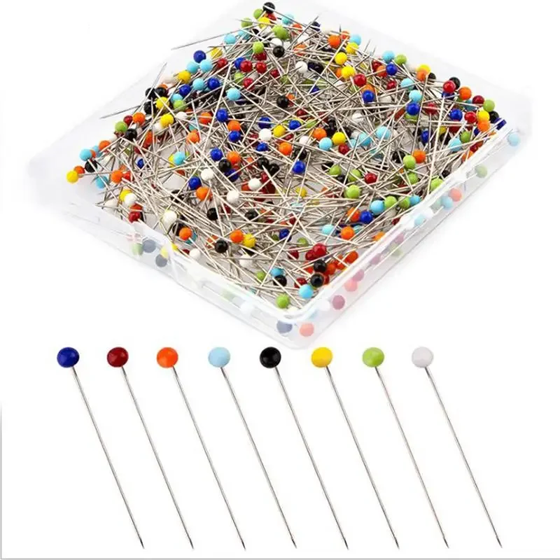 50/100 pçs pinos de costura 38mm pérola bola cabeça push pins em linha reta acolchoado pinos para costura jóias decoração diy ferramentas de costura