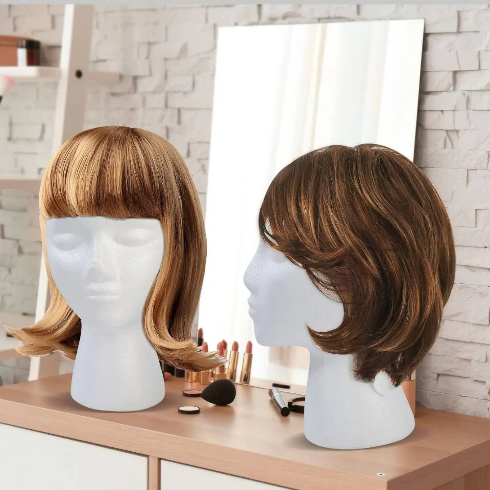 Foam Mannequin Head Pinnable Styrofoam Hairpiece Stand Styrofoam Hairpiece Holder Lightweight Female Head Model Sleek Surface