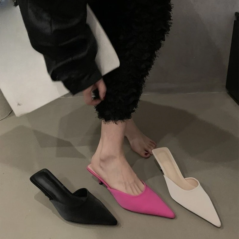 2024 Fashionable Pointed Toe Stiletto Heel Shallow Mouth New Sandals Summer Sexy Elegant Casual Fashion Slippers NO:M07