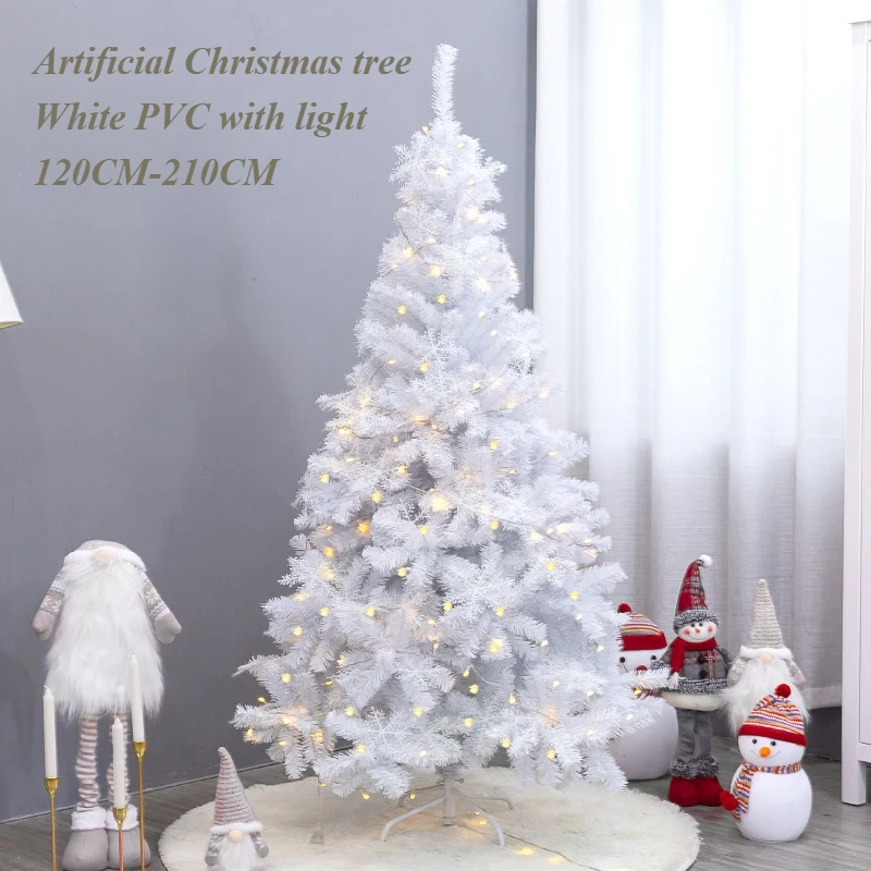 

White Artificial Christmas Tree PVC Encrypted Christmas Tree 1.2M-2.1M with Lights Family Party Halloween Atmosphere Decoration