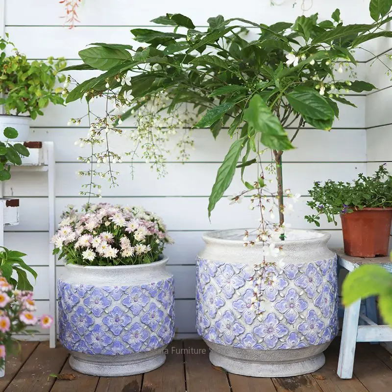 Cement-Like Planter for Garden, Outdoor Flower Pot for Balcony, Light Luxury Container for Phalaenopsis, Minimalist Home Decor